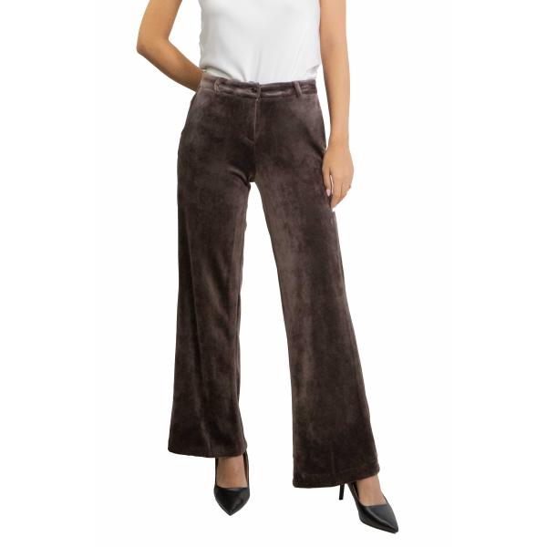 Pantalone palazzo in velluto liscio